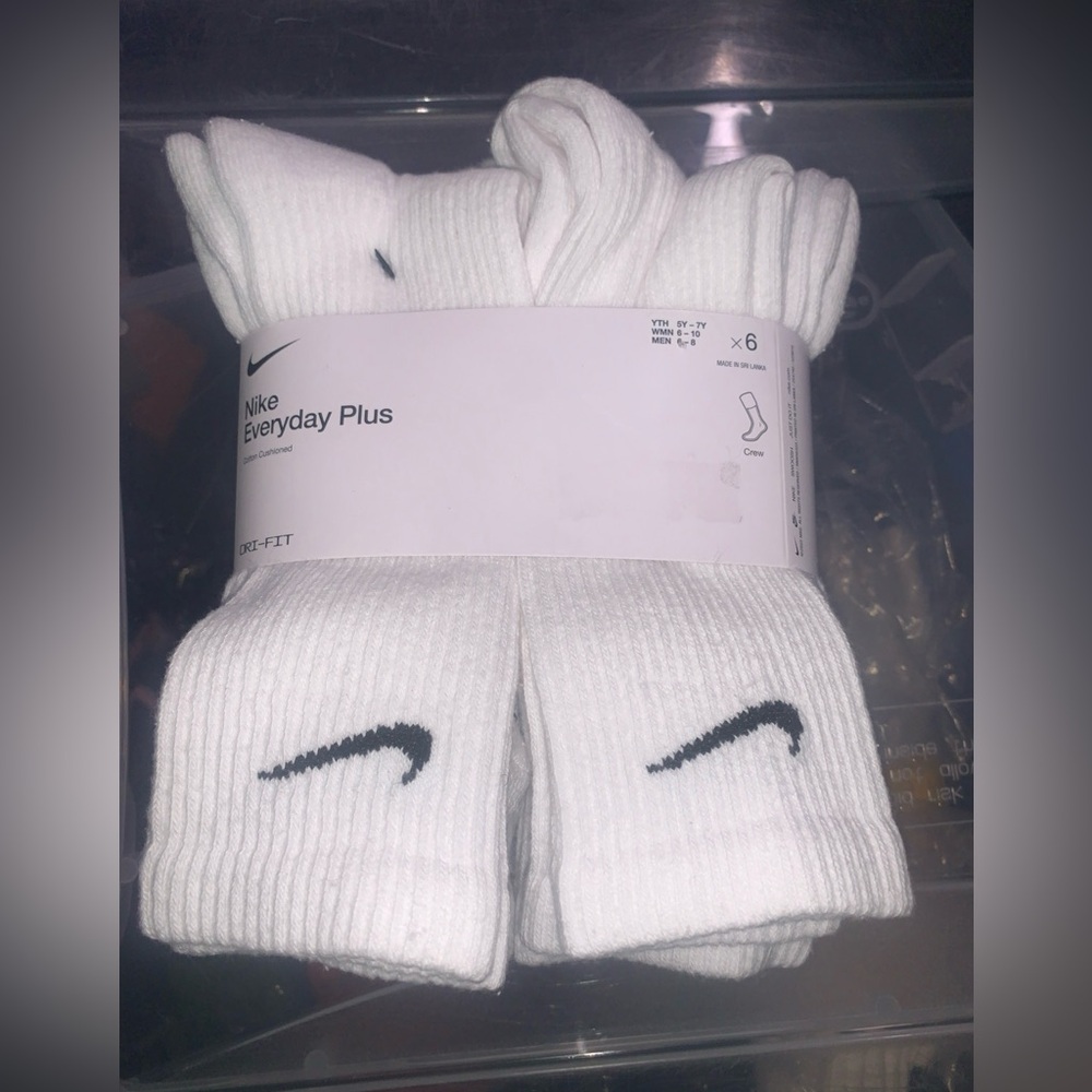 Nike White Crew Socks with Black Logo